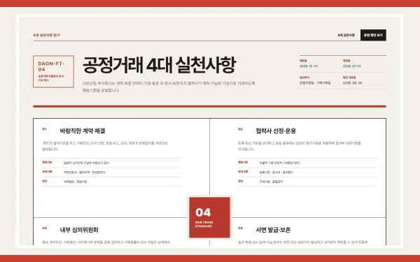 공정거래 4대 실천사항·행동기준 블록 화면