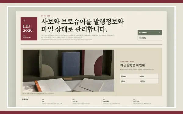 사보·브로슈어·간행물 자료실 블록 화면
