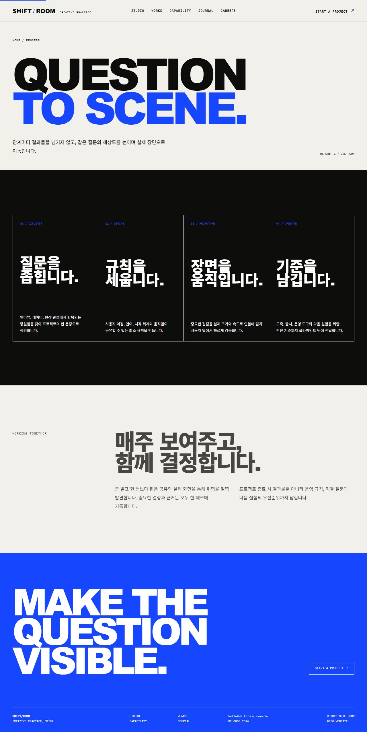시프트룸 — 디지털 크리에이티브 스튜디오 — 프로세스